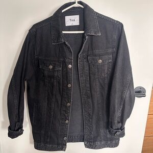 TNA Washed Black Oversized Denim Jacket